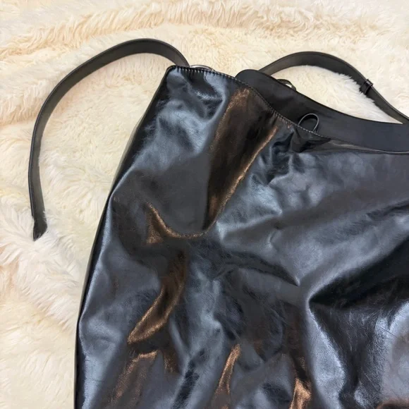 Zara Black Slouchy Leather Tote with Pouch - Picture 4 of 6